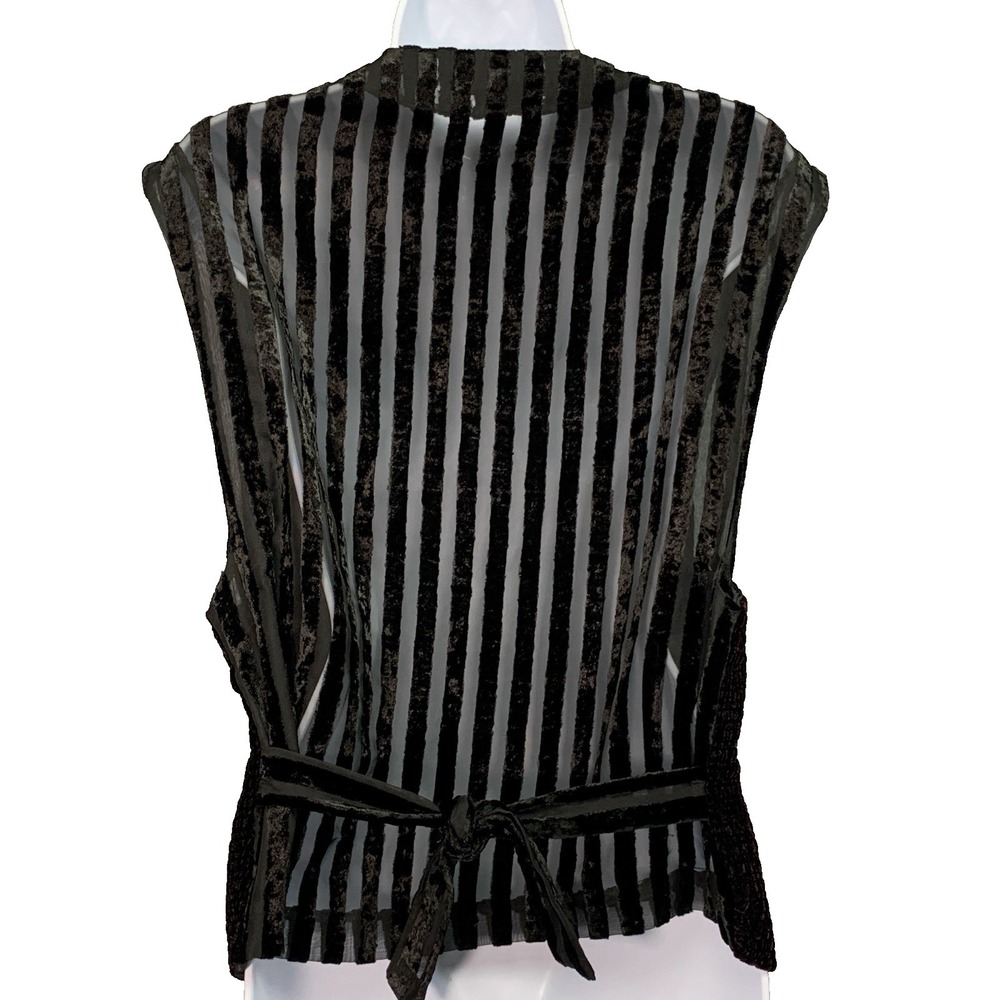 Vtg Gaspar Saldanha Smocked Velvet Vest Sz L Sheer‎ Back Whimsigoth Renaissance - Picture 2 of 7